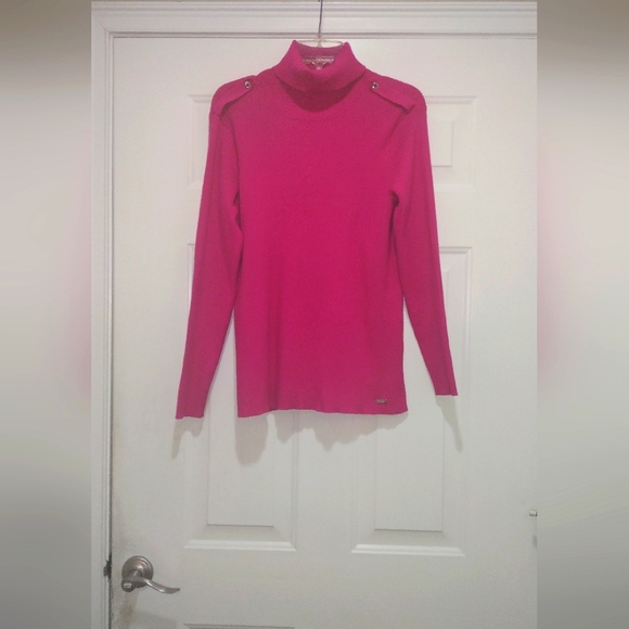 Calvin Klein Tuttle Neck Ribbed Pink Sweater Size Large - Picture 1 of 6